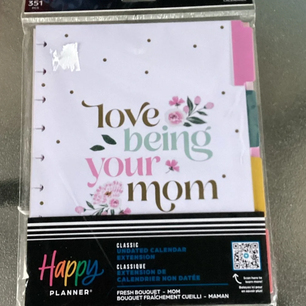 Happy Planner White Pink Mint Gold Floral Undated Classic Planner